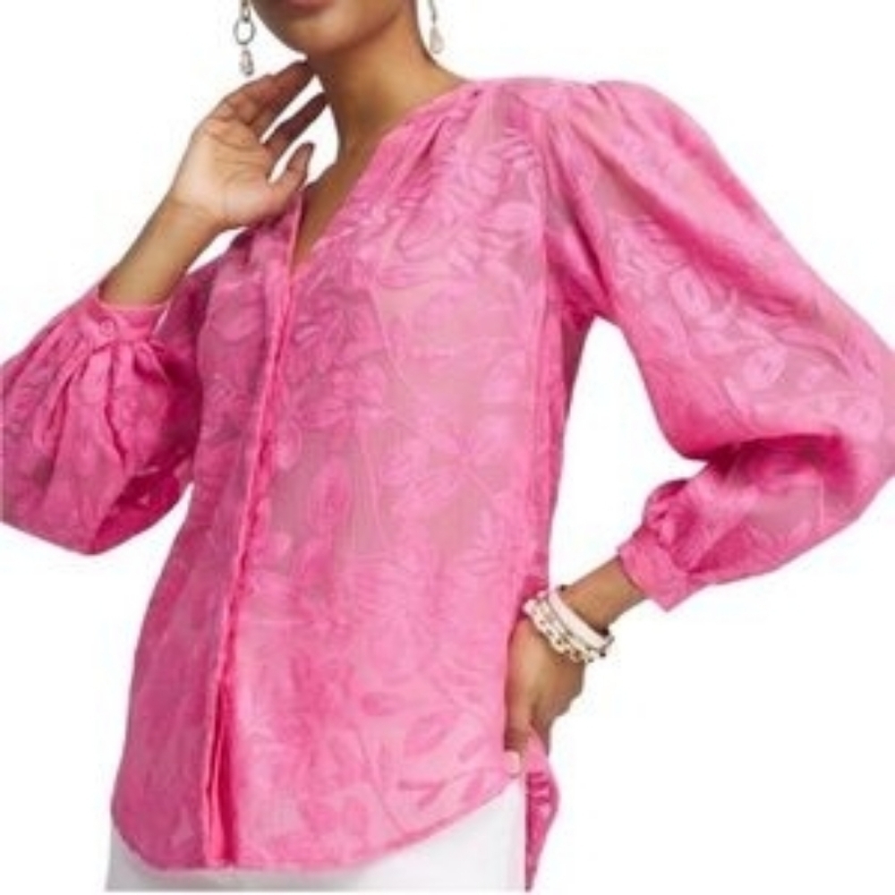 Chicos NWT LS Fashion Top Marrakesh Pink Embroidered Floral 4/16